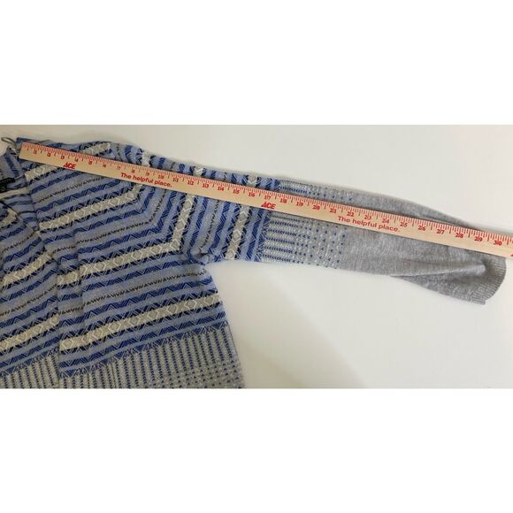 Talbots Size XL Blue White Gray Fair Isle Nordic Cardigan Sweater Wool Blend - Picture 7 of 8